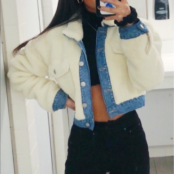 PacSun Cropped Sherpa/Jean Jacket - Picture 1 of 2